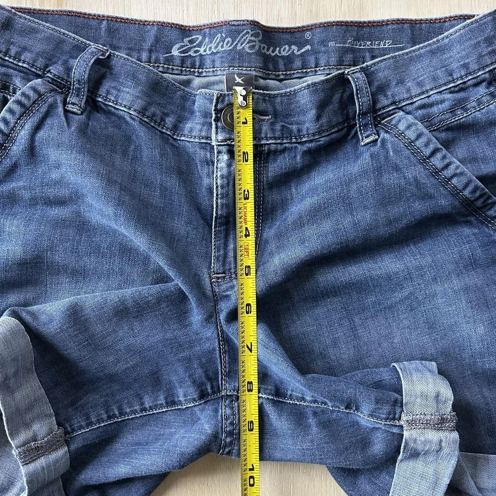 Eddie Bauer Denim Shorts Womens 4 30W Blue Cuffed Chino Casual Summer 5in Inseam